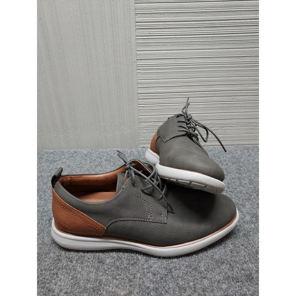 Bass Men Oxford Shoe 8 Gray Faux Leather Lace Up Plain Toe Breathable Casual